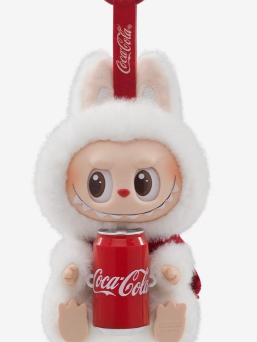 Coca Cola White Bunny Plush with Red Can Hanging Ornament